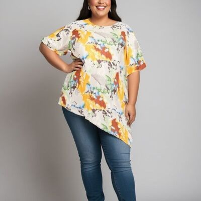 Plus size yellow print top (C6596)
