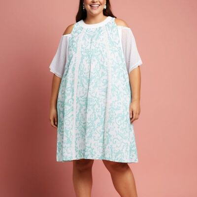 Abito stampato verde taglie forti (C6598)
