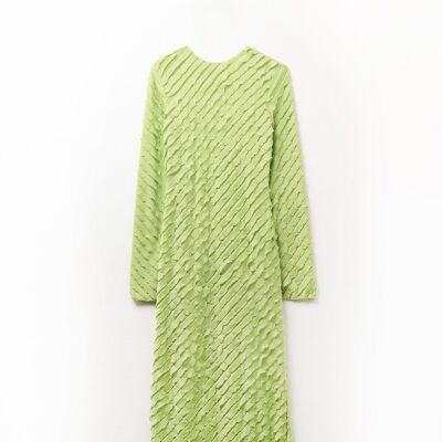 Green Maxi Dress With Bias mini Ruffle Design