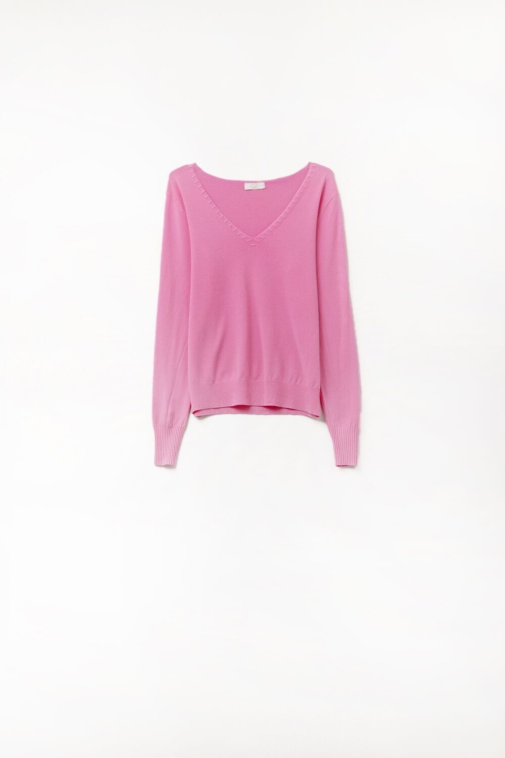 Maglione fucsia con scollo a V