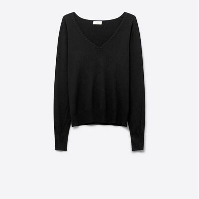 Black sweater with V neckline