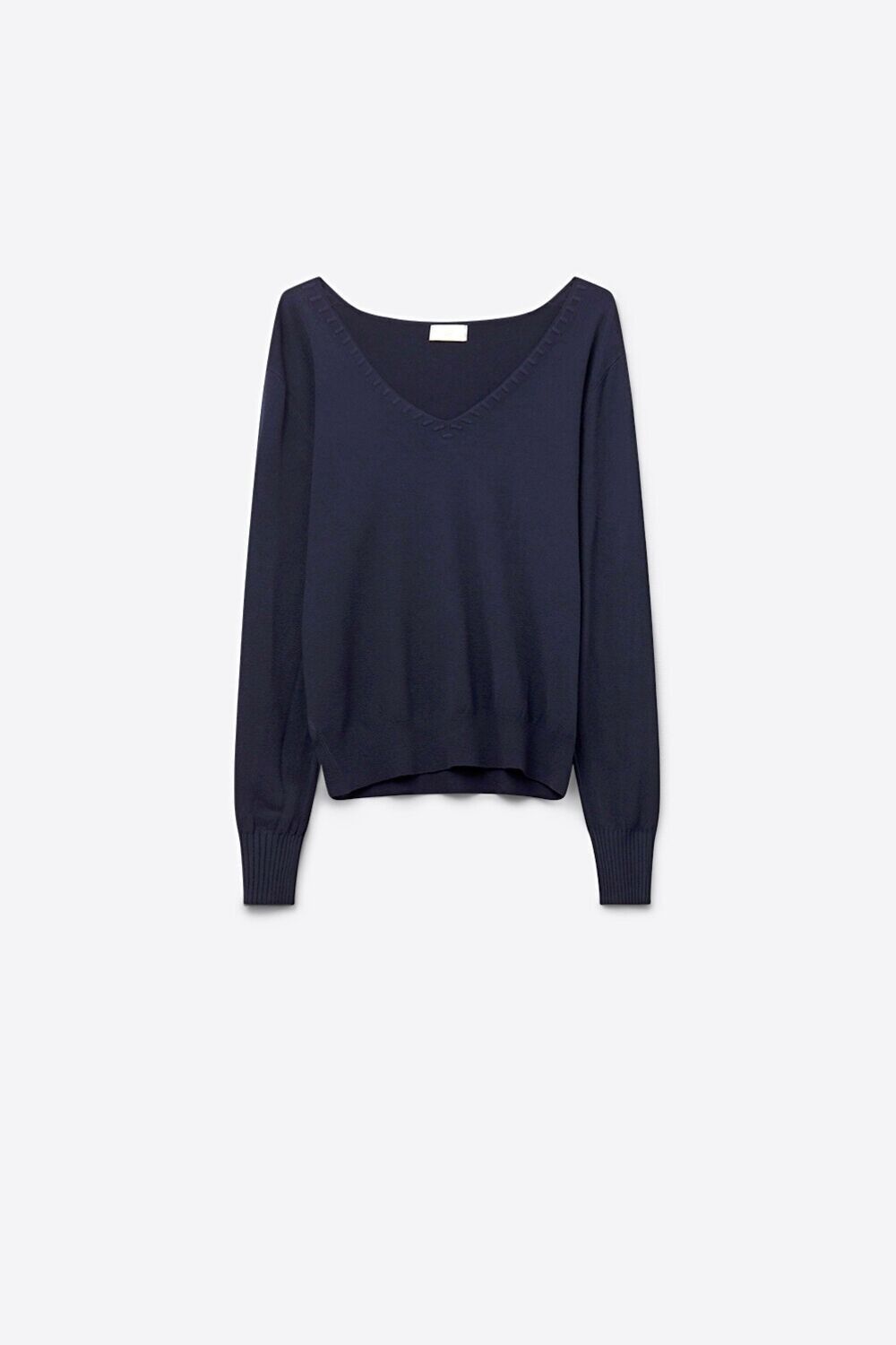 Maglione blu navy con scollo a V