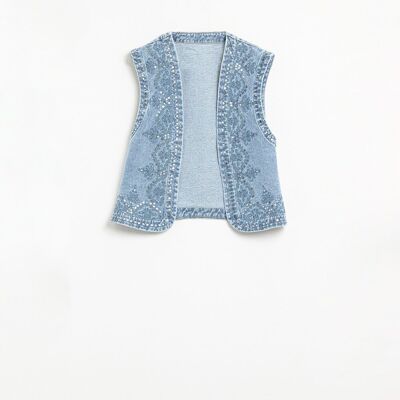 Denim Vest with sequin Pattern