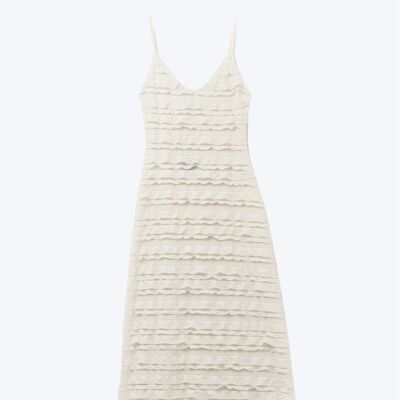 cream maxi dress in yellow with straps