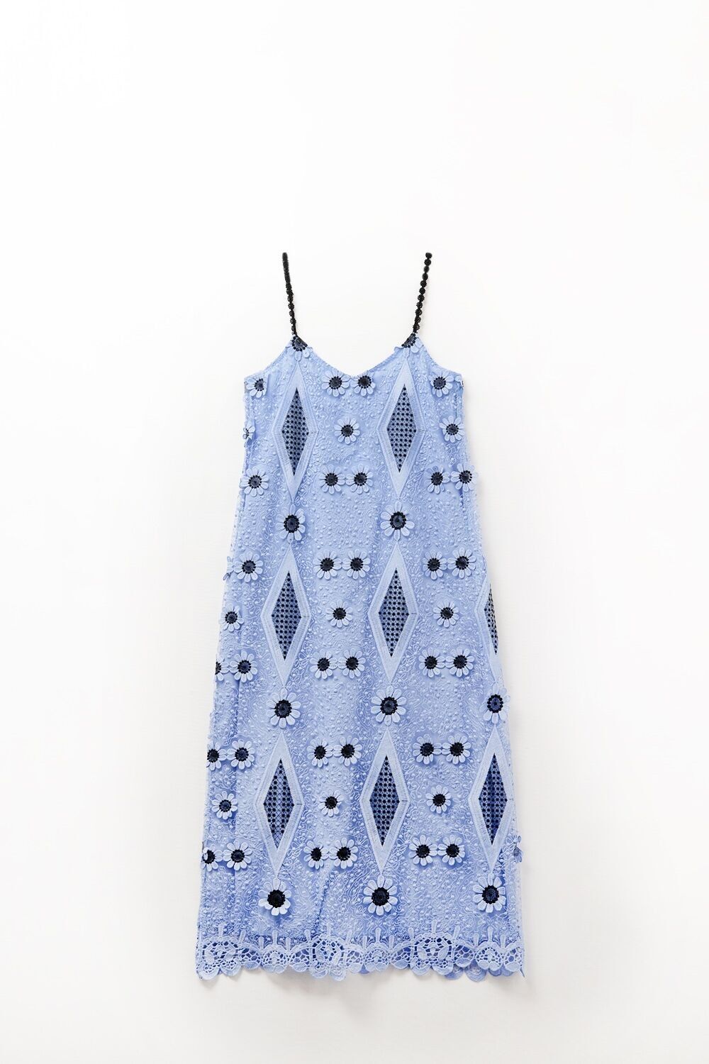 Abito lungo floreale con spalline sottili in blu