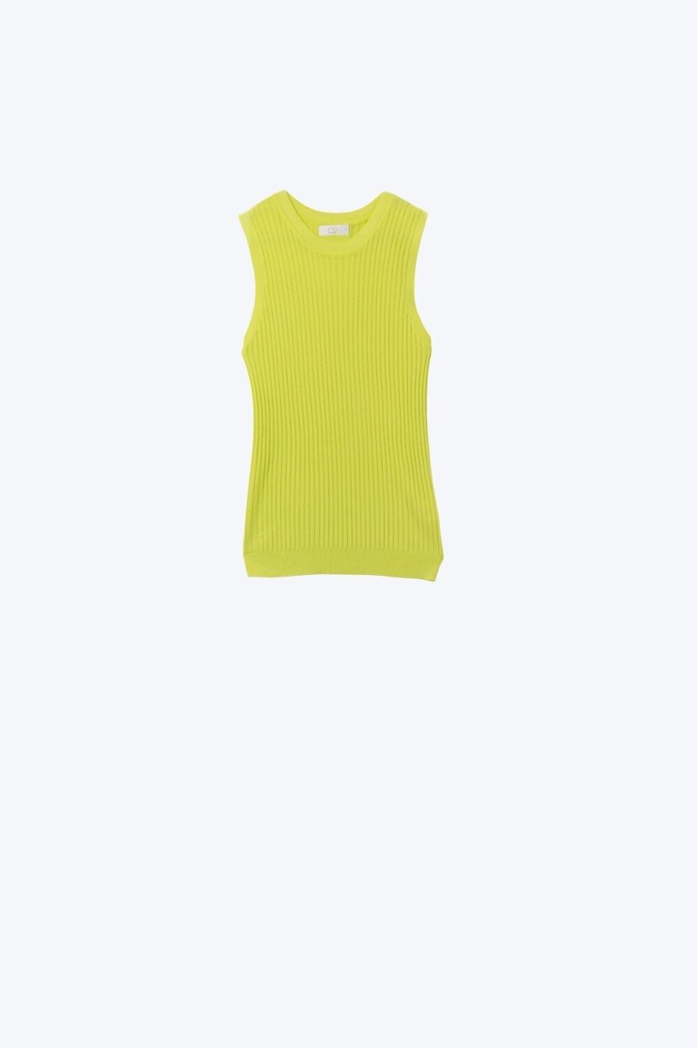 Top senza maniche in maglia a coste verde lime