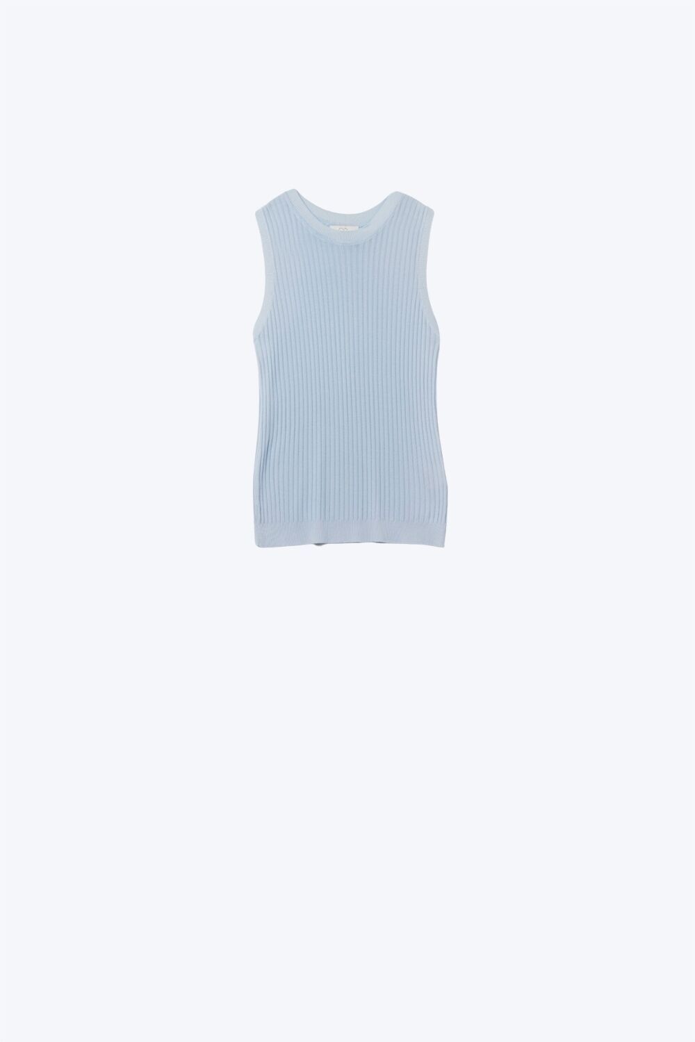 Baby Blue Sleeveless Ribbed knit Top