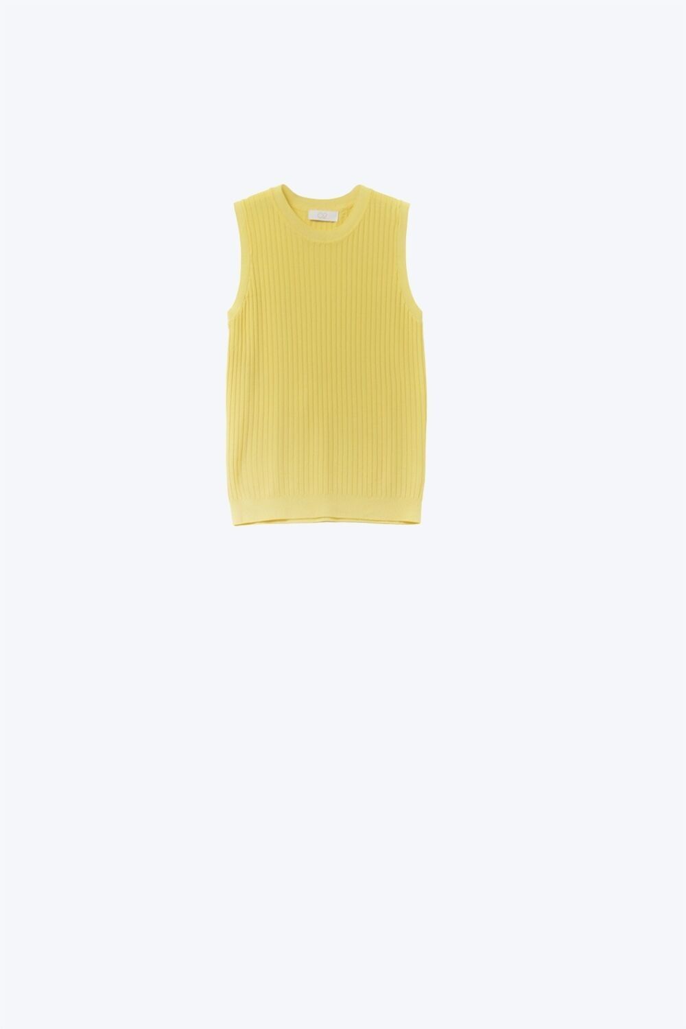 Top in maglia a coste senza maniche giallo