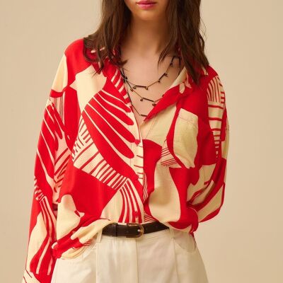 Red Polo Shirt with abstract print
