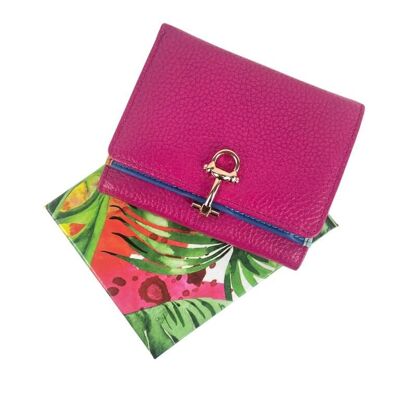 Monedero en Piel con Click, Caja e Interior Multicolor