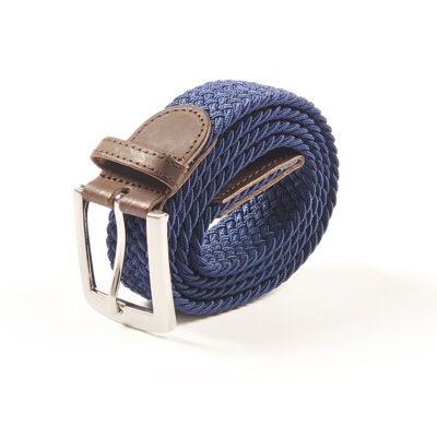 Ceinture tressee homme bleu electrique