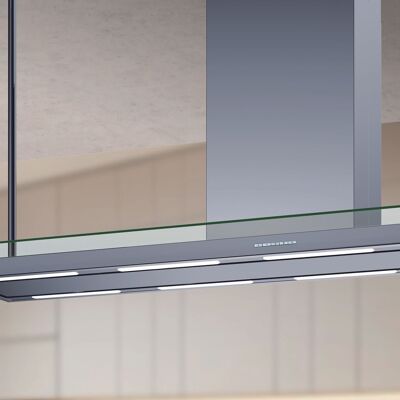 ELEA ISLAND STYLE HOOD WITH GLASS cm 146 Right - Stainless steel - 800 m3/h