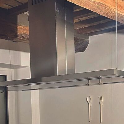 ELEA CENTRAL HOOD cm.146x60 central chimney - Stainless steel - 800 m3/h