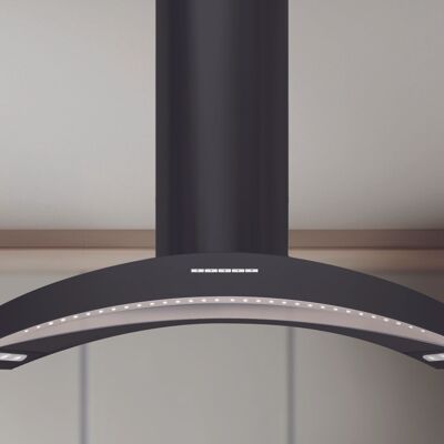 ARCADIA ISLAND HOOD cm.90X60 - Black, Glass - 800 m3/h