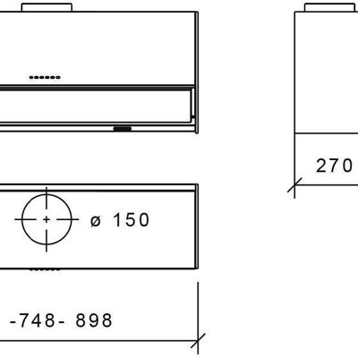 ARIAL WALL HOOD cm.75 – Stainless steel - 700 m3/h