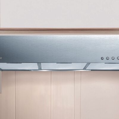 SQUARE HOOD cm.60 - Stainless Steel - 270 m3/h - Charcoal Filter Included