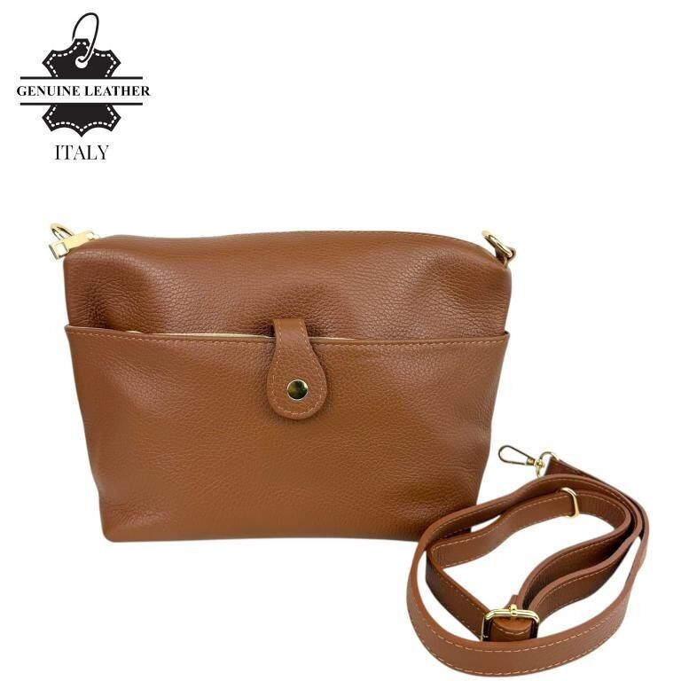 Borsa a tracolla in pelle con tasca frontale in promozione