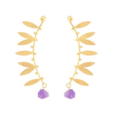 Boucles d'oreilles en frondes rugueuses violettes