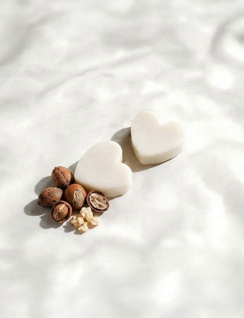 Herzförmige Seife mit Bio-Sheabutter und Bio-Süßmandelöl, 85 g