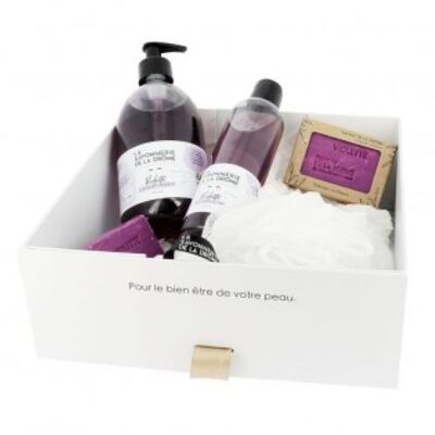 Coffret Violette Lavant Main 500ml / Douche 250ml / Savon Parfumé 100gr / Eau de Toilette 50ml / Fleur de douche
