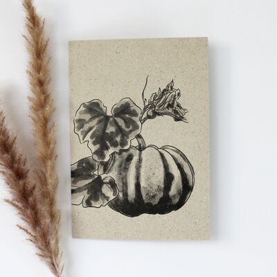 Biglietto pieghevole in carta erba, zucca