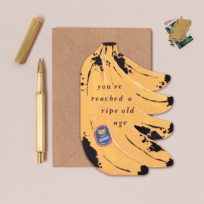 Biglietto di auguri di compleanno con banane mature | Biglietti di auguri divertenti