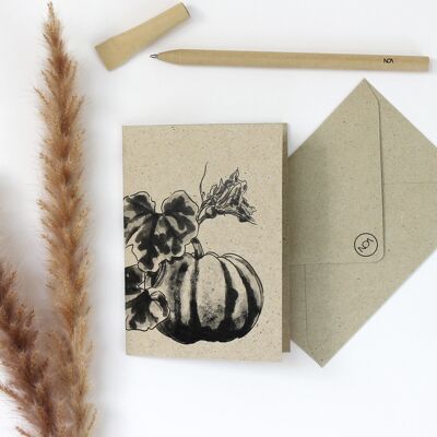Mini carte en papier herbe, citrouille