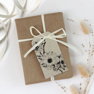 Etichetta regalo in carta erba, rosa selvatica