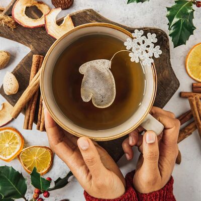 Bolsitas de té navideñas personalizadas - Mitten x5