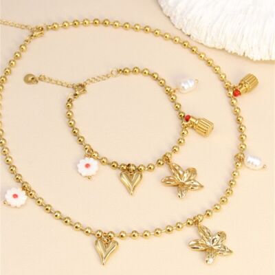 Conjunto de flores Charm - Elegancia floral de acero inoxidable