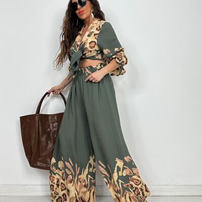 Long Shirt & Matching Loose Pants Set in Viscose