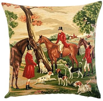 Décor de chevaux - taie d'oreiller Foxhunt - décor anglais - taie d'oreiller tapisserie 1