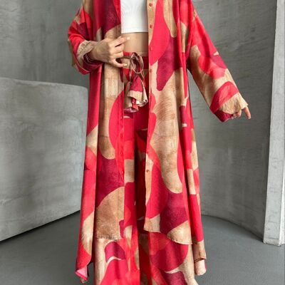 Ensemble Chemise Longue & Pantalon Ample Assortie En Viscose