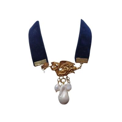 Gargantilla de ángel barroco - Terciopelo azul