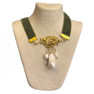 Gargantilla de ángel barroco - Terciopelo verde