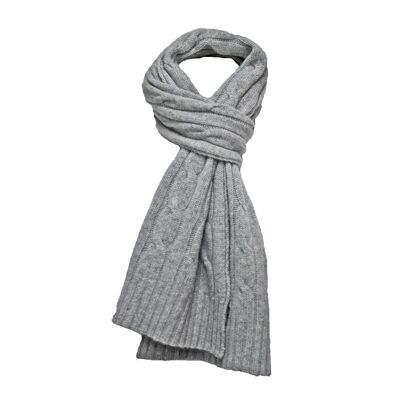 Cable Scarf Cashmere Silver Grey