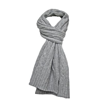 Cable Scarf Cashmere Silver Grey