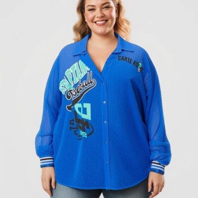Conjunto de top y camisa estampados de talla grande (C6599/AZUL)