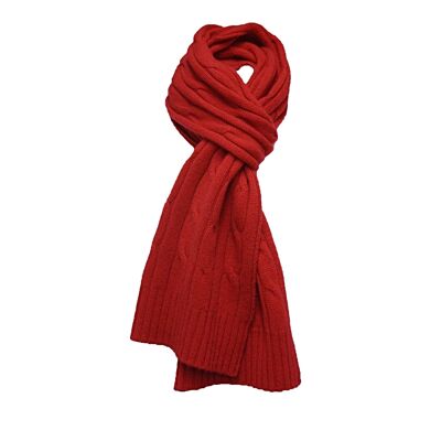 Cable Scarf Cashmere Red