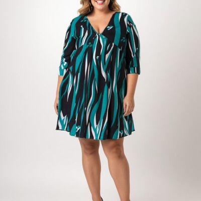 Plus size green printed dress (C6609)