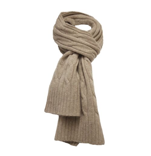 Cable Scarf Cashmere Camel