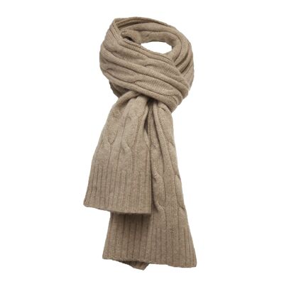 Sciarpa a trecce in cashmere Camel