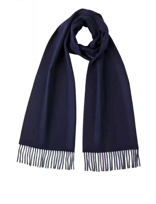 Woven Cashmere Scarf Navy