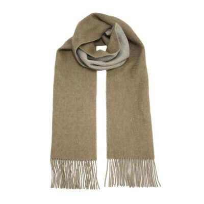 Sciarpa double face in cashmere intrecciato grigio cammello