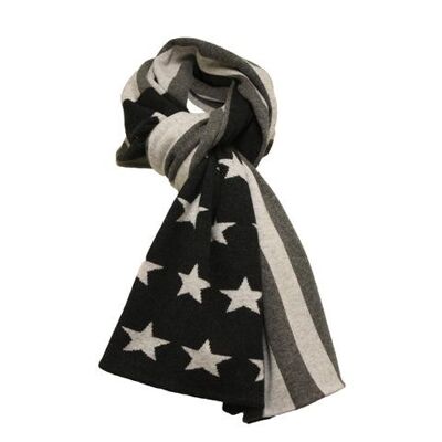 Sciarpa bandiera americana in maglia di cashmere grigia