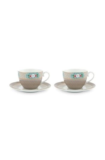 PIP Coffret 2 Paire tasse thé Blushing Birds Kaki 280ml