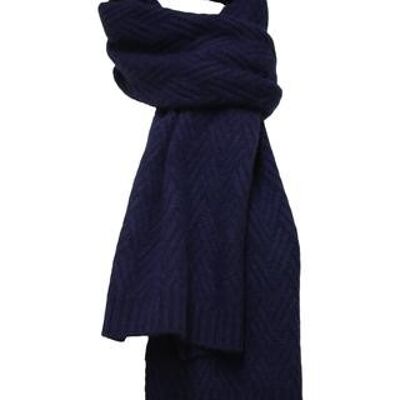 Bufanda de cachemir de punto Daulps Zig Zag Navy