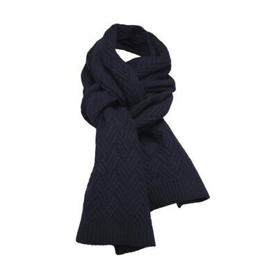 Cashmere knitted scarf Daulps Zig Zag Black
