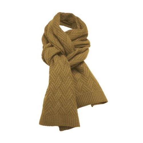 Cashmere knitted scarf Daulps Zig Zag Camel