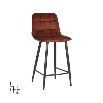 Taburete de bar Furnlive Jelt - Óxido - Terciopelo - Altura del asiento 65